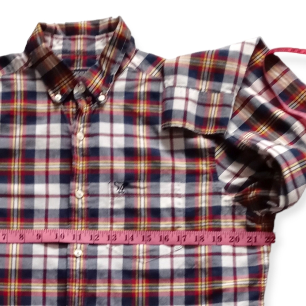 AMERICAN EAGLE OUTFITTERS RED YELLOW PLAID BUTTON DOWN SHIRT. SIZE (M ) - Picture 3 of 13